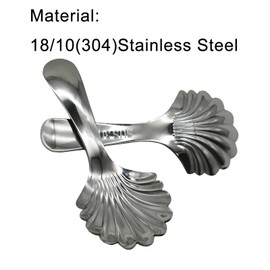 Pinenjoy 2Pcs Short Handle Shell Spoons 18/10(304) Stainless Steel Scalloped Soup Spoon 3.8inch Portable Spoon for Sugar Condiments Dessert Tea Coffee Powder Canister