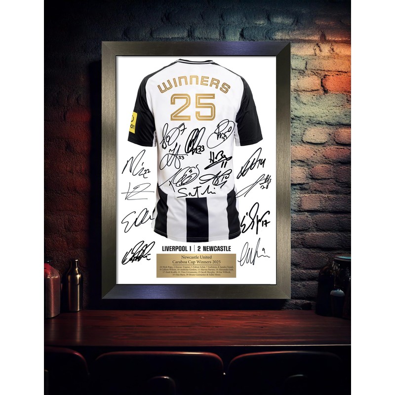 Newcastle Carabao Cup Winners 2025 Limited Edition Signed A3 Shirt
