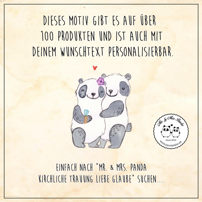 Mr. & Mrs. Panda Postkarte Kirchliche Trauung Liebe Glaube -