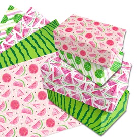 littkeef cliaet Watermelon Wrapping Paper Set - 12 Sheets Watermelon Gift Wrapping Paper 4 Design Watermelon Wrapping Paper for Watermelon Themed Party Decorations 20'' x 27''