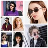 RUNHUIS Retro Rectangle Sunglasses Vintage Slim Metal Frame Rectangular Sun