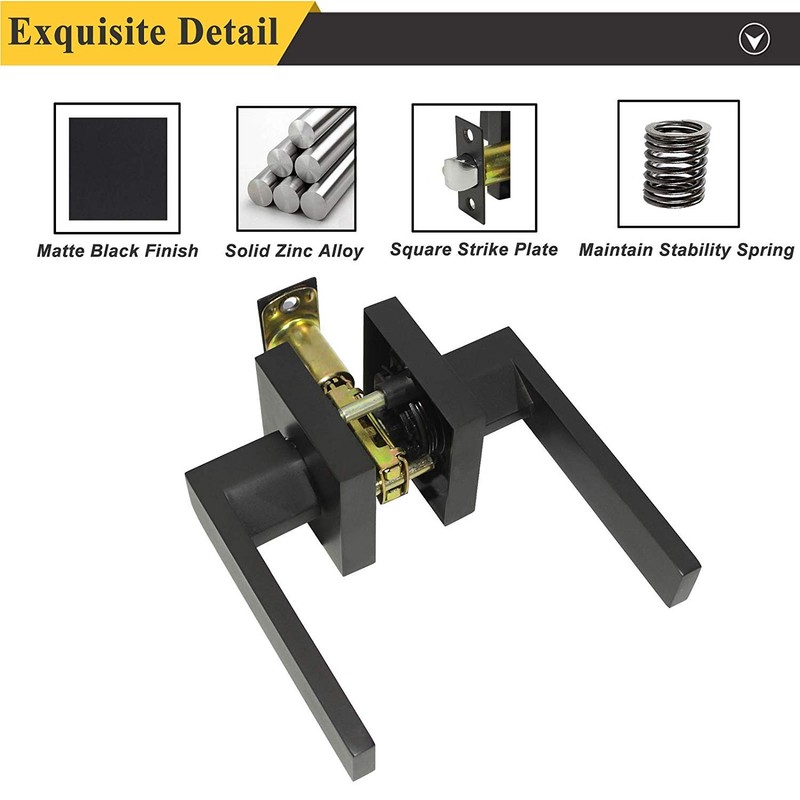 Probrico Matte Black Passage Door Levers Square Hall Closet Handles,