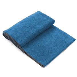 Leisureland Hot Yoga Towel, Absorbent Exercise Gym Pilates Perfect for Mats (Blue (with Gray Trim), One-Size)