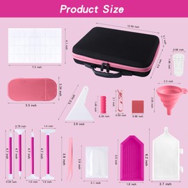 LYMUSUMI Diamond Art Storage Containers 60 Slots Diamond Painting Accessories and Tools Portable Bead Organizer Boxes for Adults（Pink）