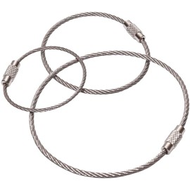 [Set of 10] Wire Key Ring, Key Chain, Stainless Steel, Lock Wire, Accessories, Screw Type, 0.08 inch (2 mm), 0.06 inch (1.5 mm) PR-WIRERING