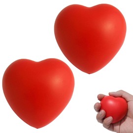 Asitanie Hand Trainer Ball, Pack of 2, Hand Massage Ball, Heart Shape, Generic Hand Trainer Ball, Diameter 7 cm, Anti-Stress Balls for Hands, Used for Grip Training and Stress Relief (Red)