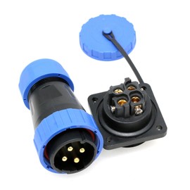 ZBLZGP TY28 Solderless Plug Socket IP68 Waterproof Connector 2-9 Pin Power Plug Socket Screw Crimp Cable Connector (4Pin 45A, Square)