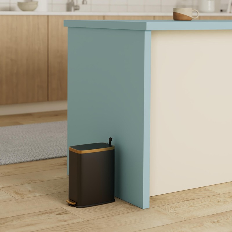 CEROELDA Small Bathroom Trash Can with Lid Soft Close-5L/1.3 Gal