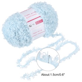 MECCANIXITY 2 Skeins Fur Yarn Soft Fluffy Chunky Yarn Fuzzy Eyelash Yarn Sky Blue for Crocheting Knit Clothes Bag - 55Yard/50m, 3.29ozx2