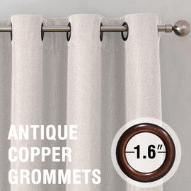 H.VERSAILTEX Linen Curtains Black Out Curtains for Bedroom Windows Noise Reducing Thermal Insulated Darkening Curtains for Living Room 2 Panels Set Grommet Curtain Panels 52 x 84 Inch, Heather Ivory