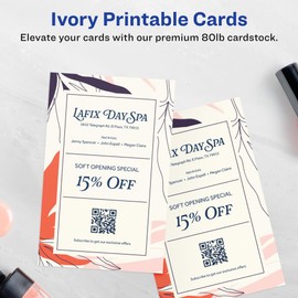 Avery Printable Rectangle Invitation Cards, 5.5" x 8.5", Ivory Cardstock, Laser/Inkjet Cards, 20 Total