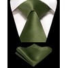RBOCOTT Olive Green Tie and Pocket Square Necktie Set for
