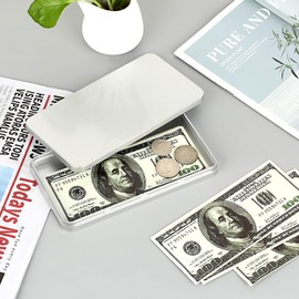 Hipiwe 4 Pcs Silver Metal Cash Storage Box, Money Box for Cash Currency, USSN202402OWT