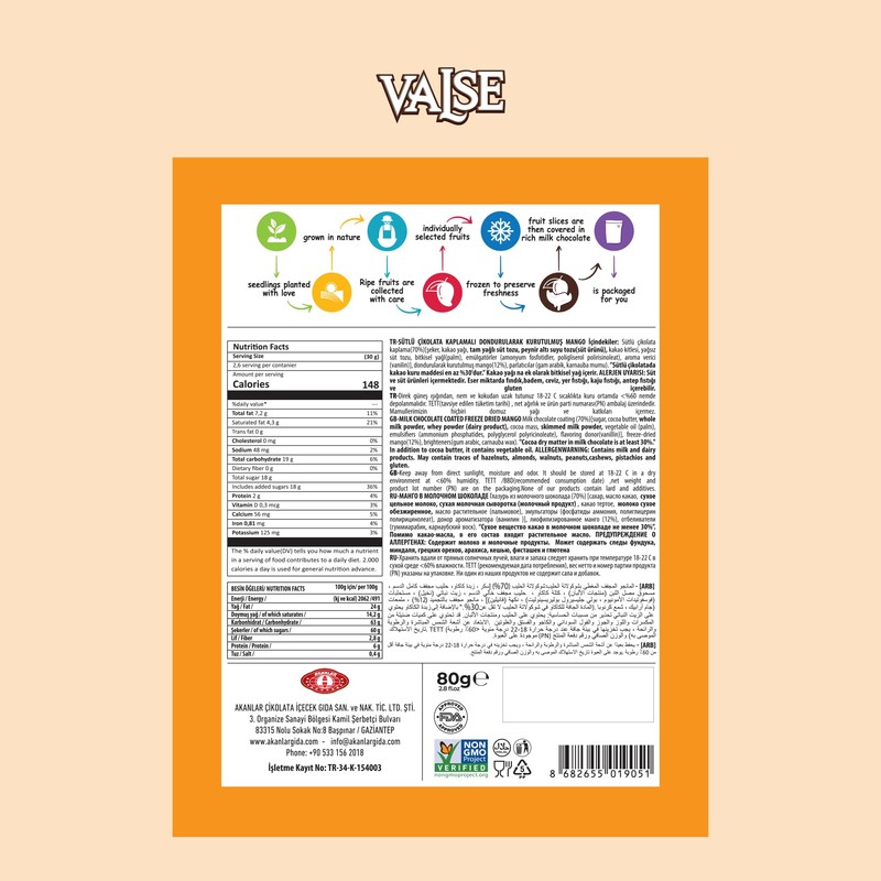 Chocolate Covered Mango, Milk Chocolate Covered Freeze Mango, 2.8 oz