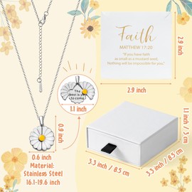 PANTIDE Christian Daisy Locket Necklace for Women - The Best Is Yet To Come Engraved Faith Religious Necklace Inspirational Stainless Steel Jewelry Birthday Gift (Silver)