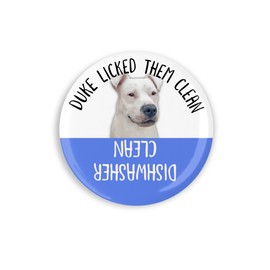 Beautiful White Pitbull Dog Licked Them Clean Dishwasher Magnet