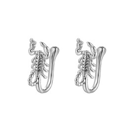 Niaspi Scorpion Fake Nose Rings for Women Stainless Steel U-Shaped Non-Piercing Nose Cuffs Adjustable Clip On Nose Rings Statement Nose Jewelry (Silver)