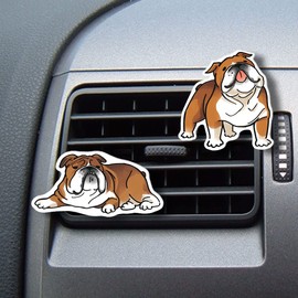 WIRESTER Set of 2 Fresh Scented Car Air Freshener Vent Clip, Decorative Accessories, Interior Decoration for Cars - English Bulldog & English Bulldog (S1)