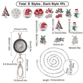 SUNNYCLUE 1 Box 8 Styles Christmas Lanyards Necklace Lanyard Strap Rhinestone Charms Fashion Lanyards Women Office Lanyard Stainless Steel Necklace Lanyard for Teachers Nurses Holder Keys Cards