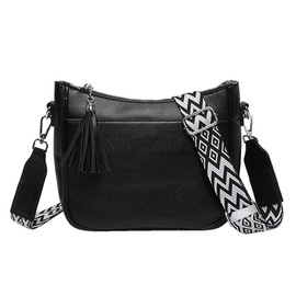 Valleycomfy Shoulder Bag Women's Handbag Small Crossbody Bag PU Leather Shoulder Bag for Women Leather PU Crossbody Bag Women's Wide Strap, black