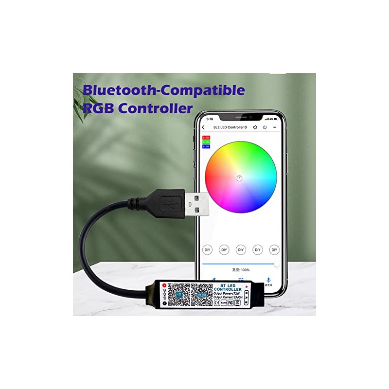 Cleiscry Mini Bluetooth Compatible RGB Controller Music LED Light Strip