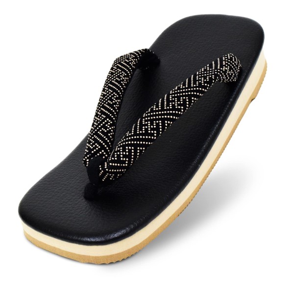 Black Leather setta XXXLSayagata Men's Japanese zouri Sandals[Made in Japan] (3X-Large(11-12), Sayagata(Luck pattern))
