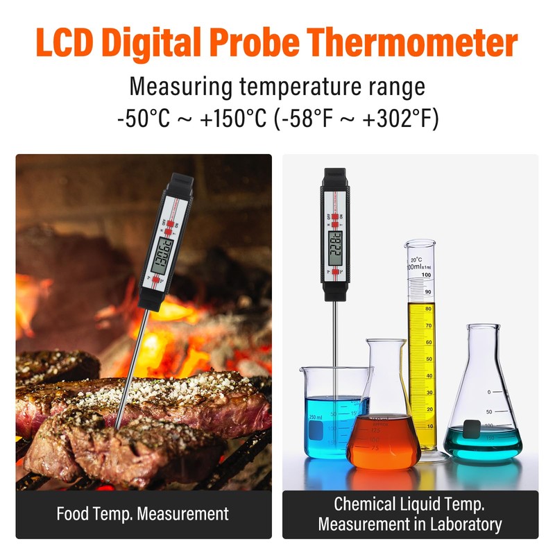 MEET MS-82A300-B150 2pcs Instant Read Digital Multifunction Thermometer for Cooking,