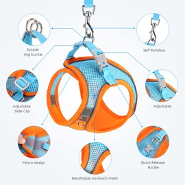 Soft Mesh Escape-Proof Cat Harness and Leash Set for Walking, Adjustable Reflective Vest Harness, Puppy Harness and Lead Set, Walking Jacket Running Cushioning Vest for Outdoor Training, (XS Orange)