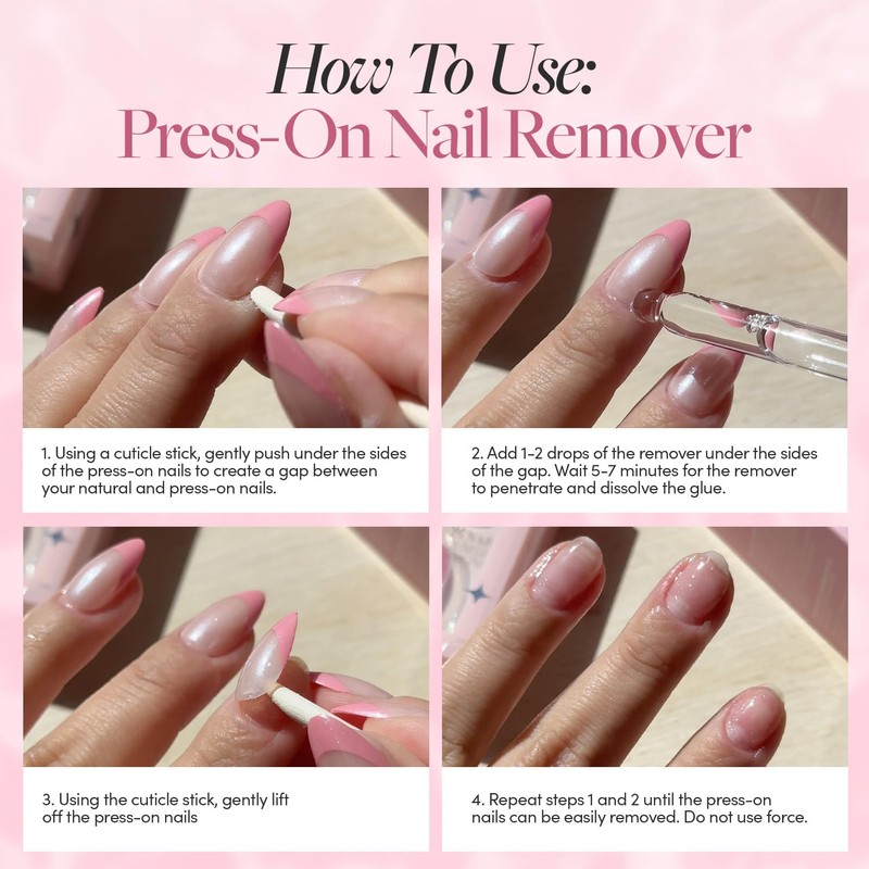 Glamanetic Press-On Nail Remover | Odorless Acetone-free Gentle serum for