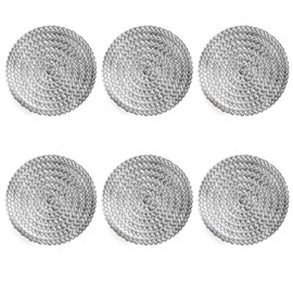 6 Pcs Coasters, Hollowed-Out Round Drink Coaster Novelty Cup Coaster Non-Slip Reusable Metallic Round Mats Countertops Hot Cold Coffee Resistant Pads for Party Celebrations Restaurant Silver 10cm