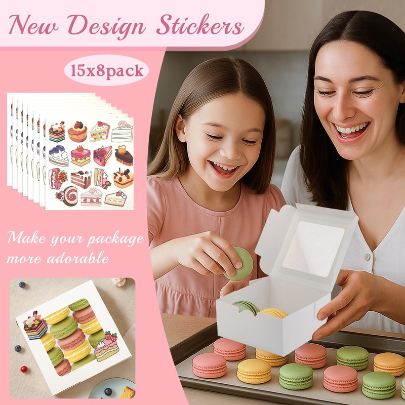 OAMCEG 80 Pack Cupcake Boxes with Window, 6x6x3 Inches White