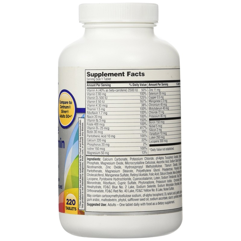 Equate Mature Adults 50+ Multivitamin 220 c