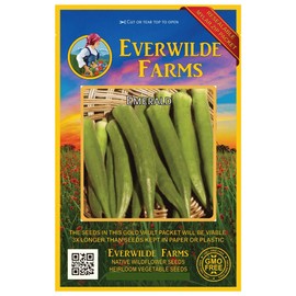 Everwilde Farms - 100 Emerald Okra Seeds - Gold Vault Jumbo Seed Packet