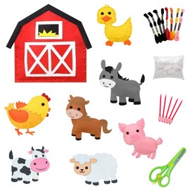 PEPOYO AI Children's Sewing Kit, 8 Pieces, Craft Set, Children, Farm Animal, Beginner, Sewing Pack, DIY Art Craft Gift, Children for Boys and Girls, Educational Creative Sets, Sewing Craft Set