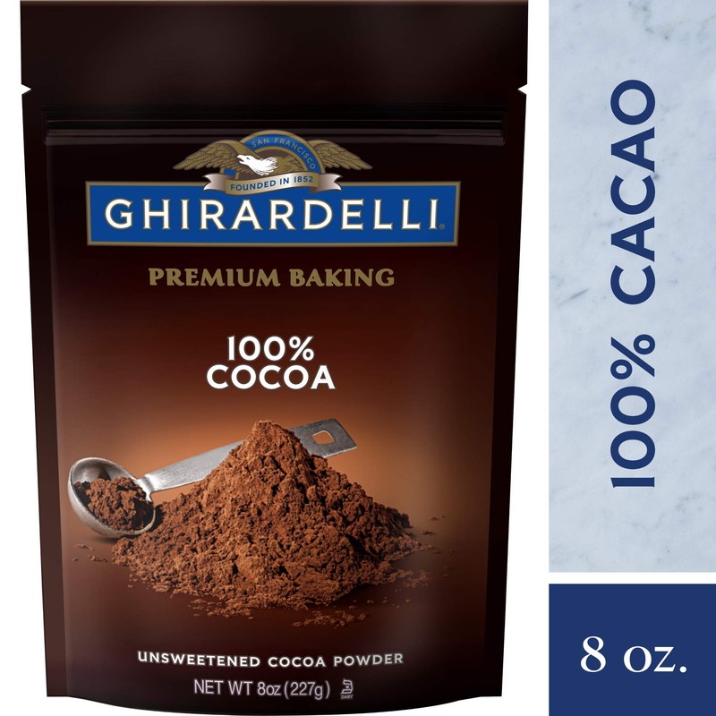 Ghirardelli 100 Percent Unsweetened Premium Baking Cocoa, 8 Ounce (Pack