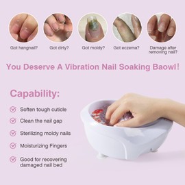 NailFace Electric Nail Soaking Bowl Manicure Bath Bowl Vibration Nail Spa Massage Nail Salon Bowl with 7 Modes for Nail Caring