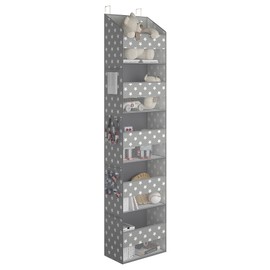 GRANNY SAYS Hanging Organiser Door with 5 Compartments, Behind the Door Hanging Storage Organiser, Grey Door Shelf for Hanging, Door Organiser, Hanging Organiser for Bedroom, Door Hanging Shelf, Star