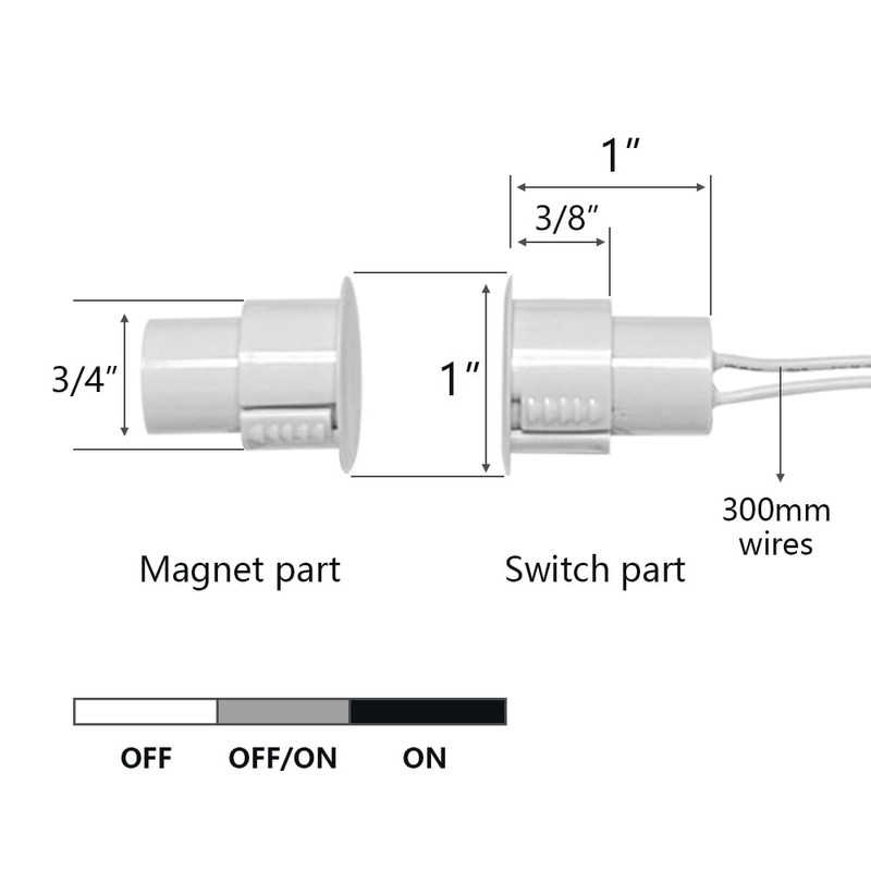 5 Sets Flush Mounted 3/4" Door Magnetic Contacts Alarm Switch