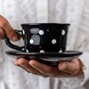 City to Cottage Handmade Black and White Polka Dot Ceramic