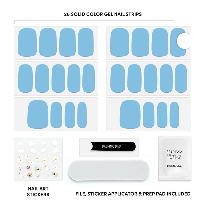 Dashing Diva Blue Skies Gel Nail Art Strips