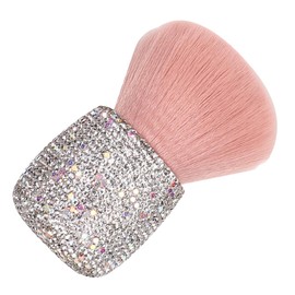 Baluue Pink Mushroom Makeup Brush with Shiny Rhinestones Soft Fluffy Nail Duster Brush for Nail Powder Removal Versatile Manicure Tool for Beginners and Professionals