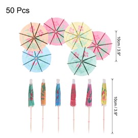 MECCANIXITY 50 Pcs Mini Drink Umbrellas Cocktail,3.9 Inch Cocktail Picks Toothpicks Colorful Mini Paper Umbrellas for Drinks Cupcake Beach Party Decorations
