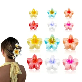 Blumen-Haarspangen für Mädchen – 12x kleine & große Blumen-Haarklammern für Damen und Kinder Blumen-Haarschmuck | Hawaii Flower Hair Clip für extra Volumen