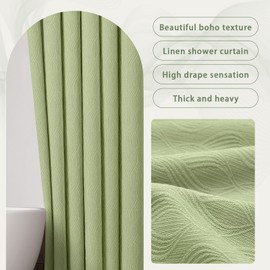 Awellife Sage Green Shower Curtains for Bathroom Linen Blend Fabric Cotton Bohemian Geometric Boho Minimalist Arch 72" L X 72" W