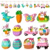 Wooden Easter Pendants, Pack of 24 Wooden Easter Eggs, Wooden