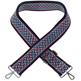 EAZY CASE Adjustable Bag Strap, Replacement Strap for Handbags, Shoulder Strap for Shoulder Bags, Wide Strap for Bags and Carry Bags, DIY Bag Strap, zigzag - Blue, Red, Metal, Silver