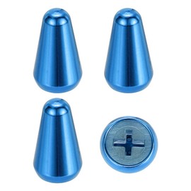 sourcing map 4Pcs ST Guitar 3/5 Way Pickup Switch Tip Cross Hole ID 0.19 x 0.15" Metal Toggle Switch Knobs Cap for Electric Guitar Replacement Parts, Blue