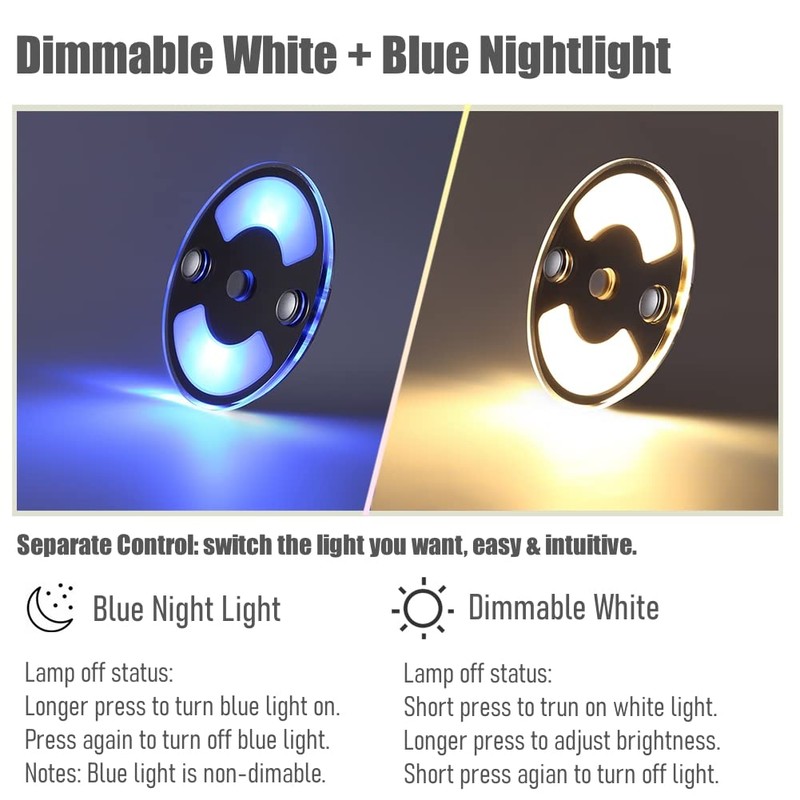Obeaming Campervan Interior LED Ceiling Puck Light, 12V Dimmable 75mm