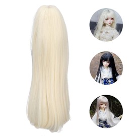 Zerodis 1/3 BJD SD Doll Hair Wigs 8.5-9.5 Inch Natural Soft High Temperature Silk Long Straight Mohair Doll Hair with Fringe for 1/3 BJD Doll Wig DIY Gold