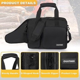 OUUTMEE Chainsaw Carrying Case, Waterproof Foldable Chainsaw Storage Bag Compatible with EGO, Dewalt, Greenworks 8 Inch Cordless Power Chainsaw & Accessories